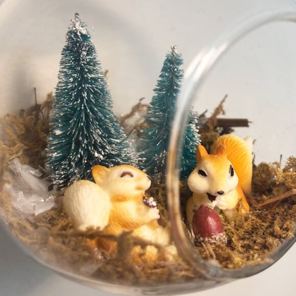 Handmade Winter Woodland Squirrel Ornament – Hanging Glass Globe Decor - Picture 7 of 9